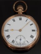 Thomas Russell & Son, Liverpool, rolled gold plated pocket watch with keyless wind movement,