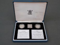 Two Royal Mint UK silver proof Piedfort £1 coins 1995 and 1996,