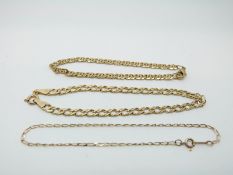 Three 9ct gold bracelets,