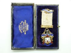 A hallmarked silver and enamel Masonic founders jewel, Sierra Leone chapter no 156,