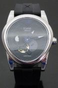Egard Passages gentleman's automatic wristwatch with blue and white skeleton hands,