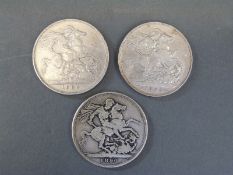 Three Queen Victoria jubilee head crowns,