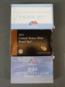 Three USA Mint proof coin sets comprising 2009, 2010 and 2011,