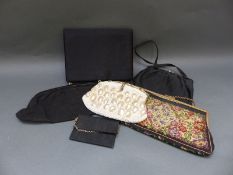 A collection of evening bags to include Petit point floral example,