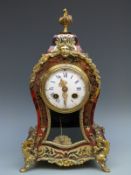 French early Victorian mantel clock with Boulle work decoration to front,