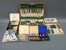 A Joseph Rodgers six place setting silver plated canteen of cutlery and a collection of further