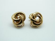 A pair of 9ct gold knot earrings, 4.