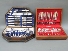 Two canteens of plated cutlery,