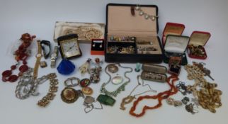 A collection of costume jewellery to include silver earrings, brooches, necklaces, cufflinks,