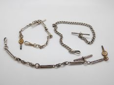 Three hallmarked silver Alberts,