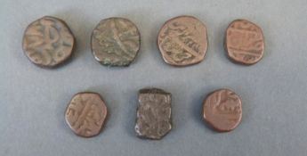 Seven c17thC pirate bronze cobs