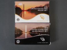 Two USA Mint proof coin sets comprising 2013 and 2014,