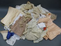 A quantity of lace and similar items