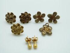 A pair of silver gilt Watling earrings and matching pendant,