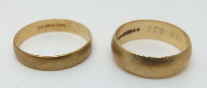 Two 9ct gold wedding bands, 5.