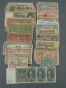 A collection of early 20thC German banknotes including a pair of crisp consecutive ten