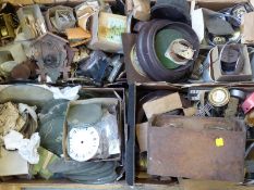 Very large quantity of wall and mantle clock parts including dials, mechanisms, hands,