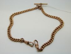 A 9ct gold graduated double Albert watch chain with T-bar, 58.2g.