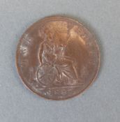 Queen Victoria 1887 young head penny,