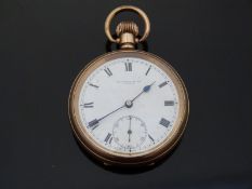 Thomas Russell & Son, Liverpool, rolled gold plated pocket watch with keyless wind movement,