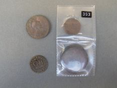 Southampton halfpenny token 1791 VF / EF together with an 1811 Bristol penny near VF and two