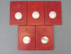 Birmingham Mint 'Discovery in Silver' proof medal coins, five in all,