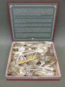 A collection of silver plated cutlery to include Elkington & Co,