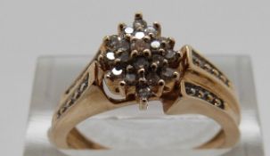A 10k gold ring set with diamonds, size N, 3.