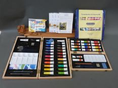 A quantity of artist's materials including acrylic and watercolour paints,