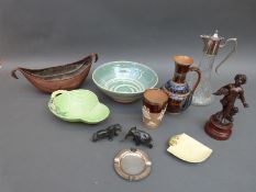 Royal Doulton silver mounted beaker, hallmarked silver ashtray, Seviers bowl,