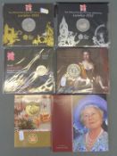Three 2012 Olympic coins in original packages together with three Royal commemorative coin packs,
