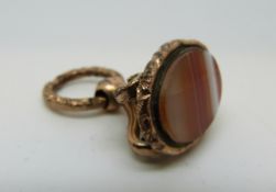 A Victorian seal / ingot set with agate