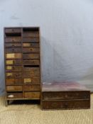 Two sets of collector's drawers including a 