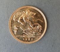 A 1982 gold half sovereign