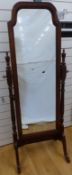 A mahogany framed cheval mirror,