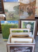 Approximately 20 mainly oil paintings including Norfolk, Susan Cole still life of flowers,