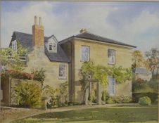 D J Carnill watercolour of a Cotswold house, signed lower right,