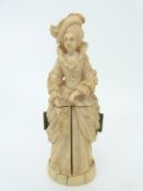 A 19thC Dieppe ivory figure, possibly Marie Antoinette,