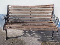 Garden bench with metal ends