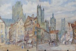 G Colville (1887-1970) two watercolour street scenes, one Rouen the other Ghent,