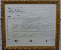 A late 19thC framed indenture relating to loans and property around Warwickshire and Birmingham