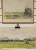 Gerry Ball (b1948) two watercolour landscapes, larger 33 x 32 cm,