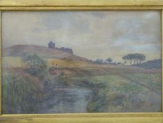 James Kinnear (1863-1902) watercolour Red Castle from Lunan Water, Forfarshire,