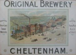 Original Brewery Cheltenham Victorian advertising print/sign in original large oak frame.