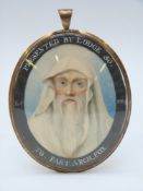 A 19thC Druid interest double sided portrait miniature on ivory,