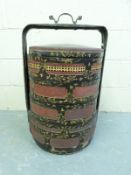 A Chinese lacquer food container with gilt decoration,