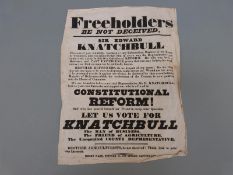 A William IV political electioneering handbill/broadside for the Ultra Tory/Conservative MP for