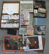 A collection of artist's materials and accessories including Winsor and Newton, oils,