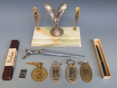 Rolls Royce letter opener, Rolls Royce owner key fobs, car mascot pen holder,