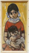 M Sivanesan African oil on board of woman and child signed to left hand edge,